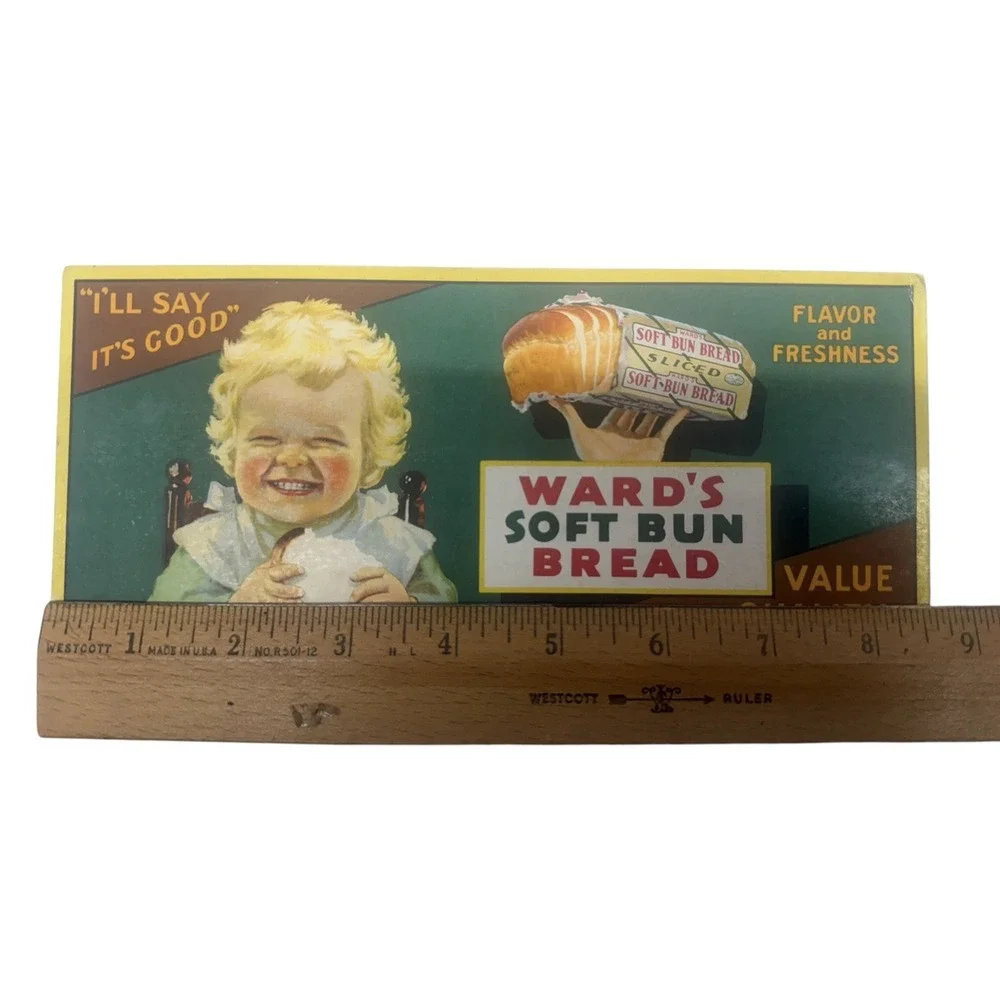 Vintage Ward's Soft Bun Bread Advertising Sign Cardboard Store Display 9